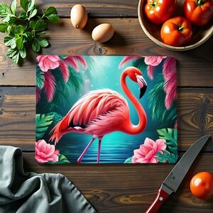 Flamingo Tropical Cutting Board